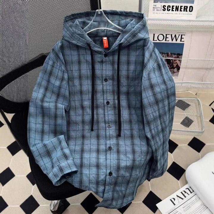 Women's URBAN CHECK HOODIE WITH BUTTON DETAILS Mune Fashion