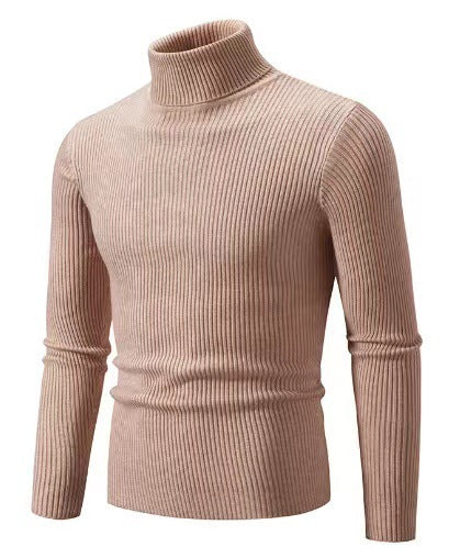 Men's ribbed turtleneck sweater fitted elastic fine knit Mune Fashion