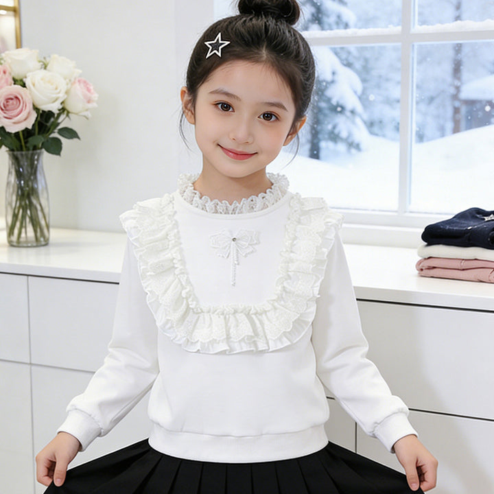Girl's sweatshirt with ruffle details Mune Fashion
