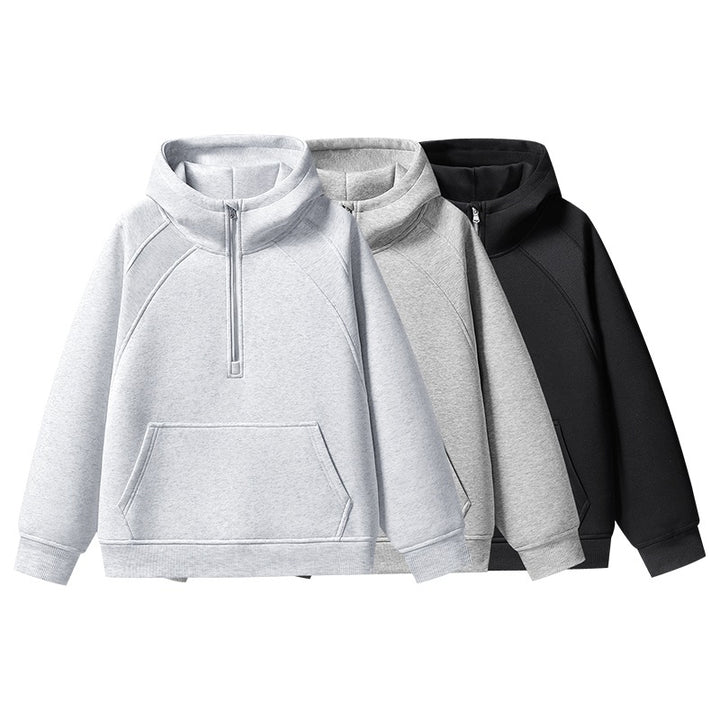 Unisex Half-zip Hoodie with High Collar, Kangaroo Pocket & Ribbed Cuffs Mune Fashion