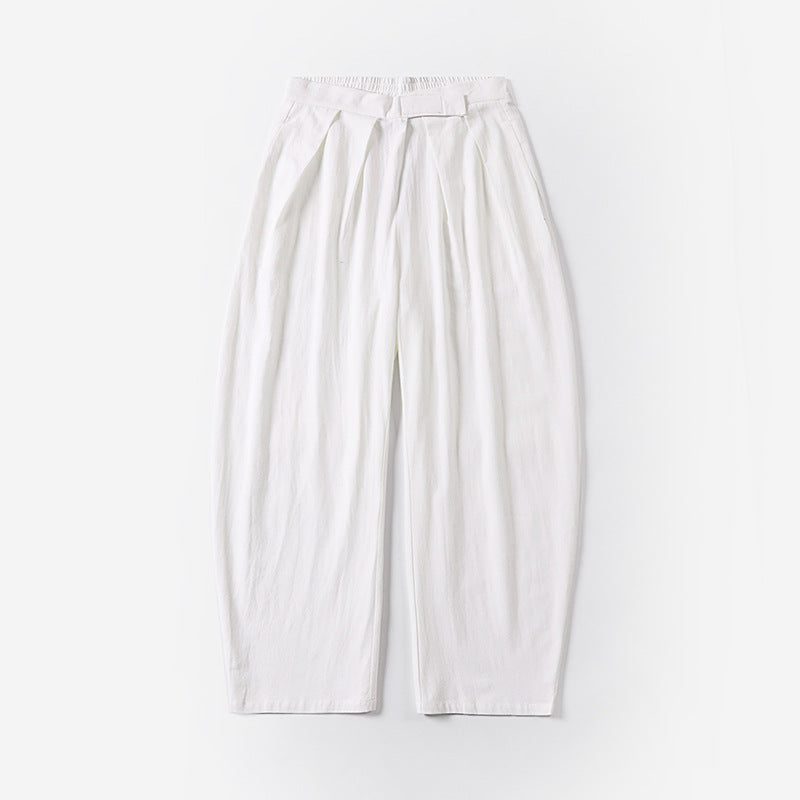 Ladies Elegant Pleated Trousers with Balloon-Shaped Leg and Elastic Waistband Mune Fashion