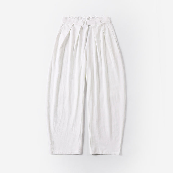 Ladies Elegant Pleated Trousers with Balloon-Shaped Leg and Elastic Waistband Mune Fashion