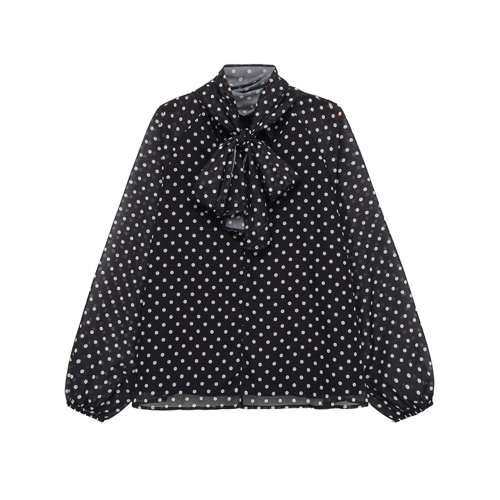 Women Chiffon blouse with bow collar and balloon sleeves Mune Fashion