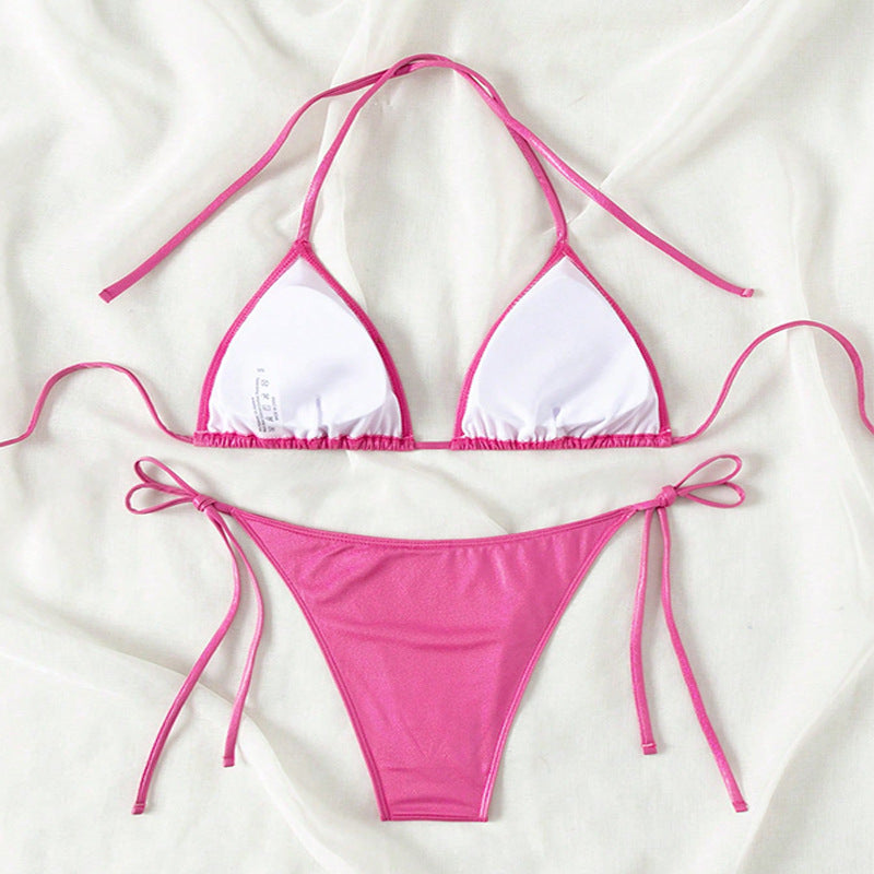 Women's Triangle Bikini with Side Ties and Glossy Finish Mune Fashion