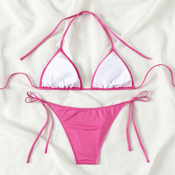 Women's Triangle Bikini with Side Ties and Glossy Finish Mune Fashion