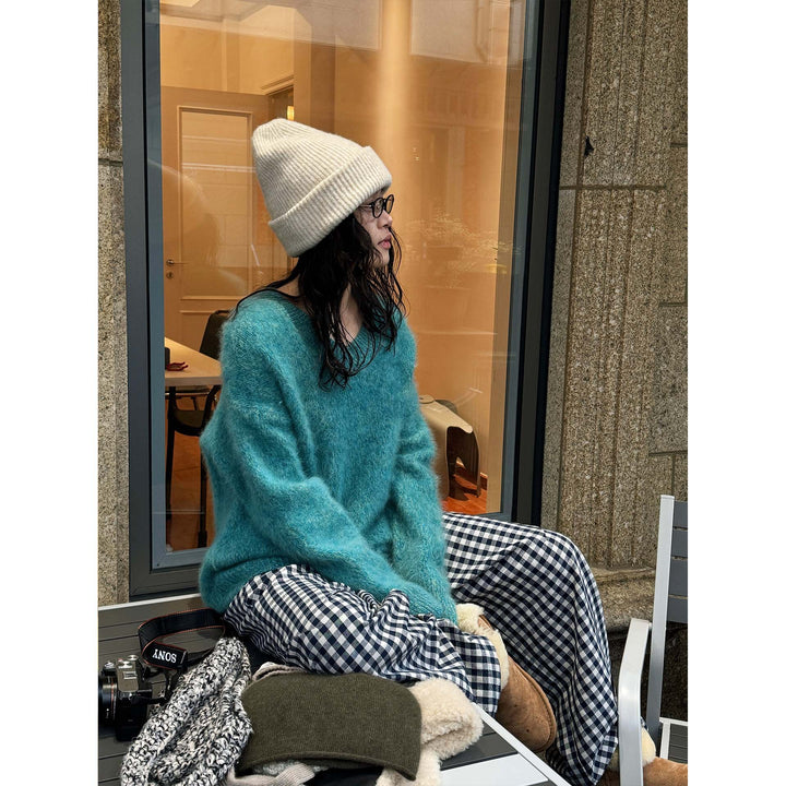Women's Fluffy Mohair-Look Sweater with Oversize Silhouette