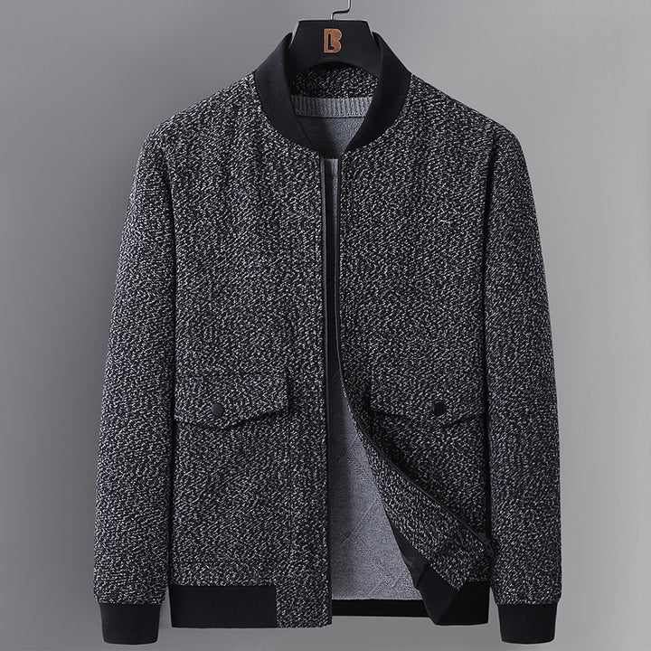 Men's Structured Bomber Jacket with Quilted Lining and Flap Pockets Mune Fashion