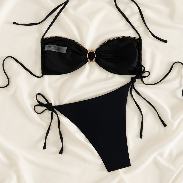 Ladies Elegant Bikini with Golden Accents Mune Fashion