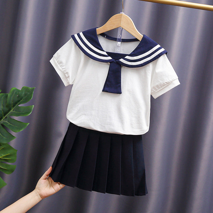Girl's sailor blouse with classic collar and decorative stripes Mune Fashion