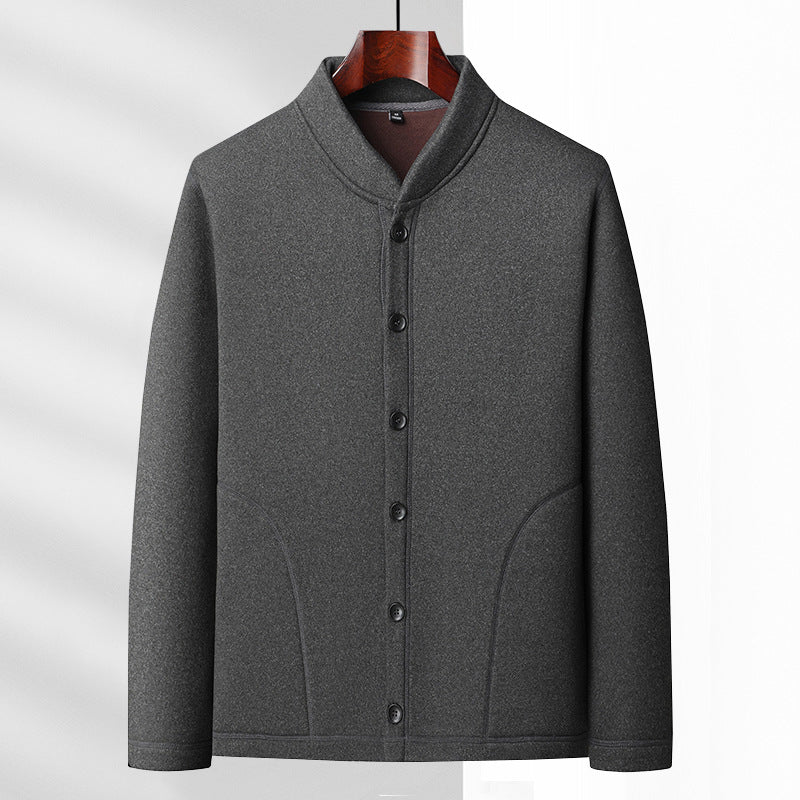 Men's casual stand-collar jacket with soft fleece inner side and concealed seam pockets Mune Fashion