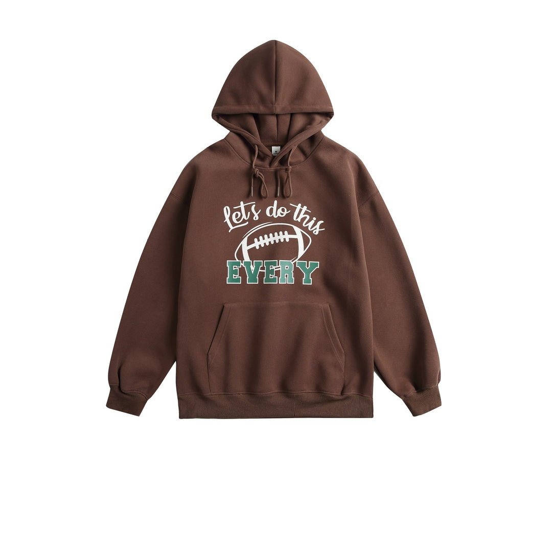 Unisex hooded sweatshirt with college print, kangaroo pocket and relaxed fit Mune Fashion