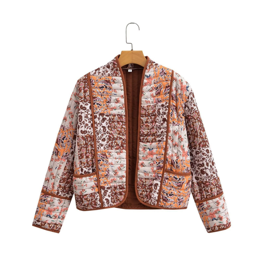 Ladies padded patchwork kimono jacket with patch pockets Mune Fashion