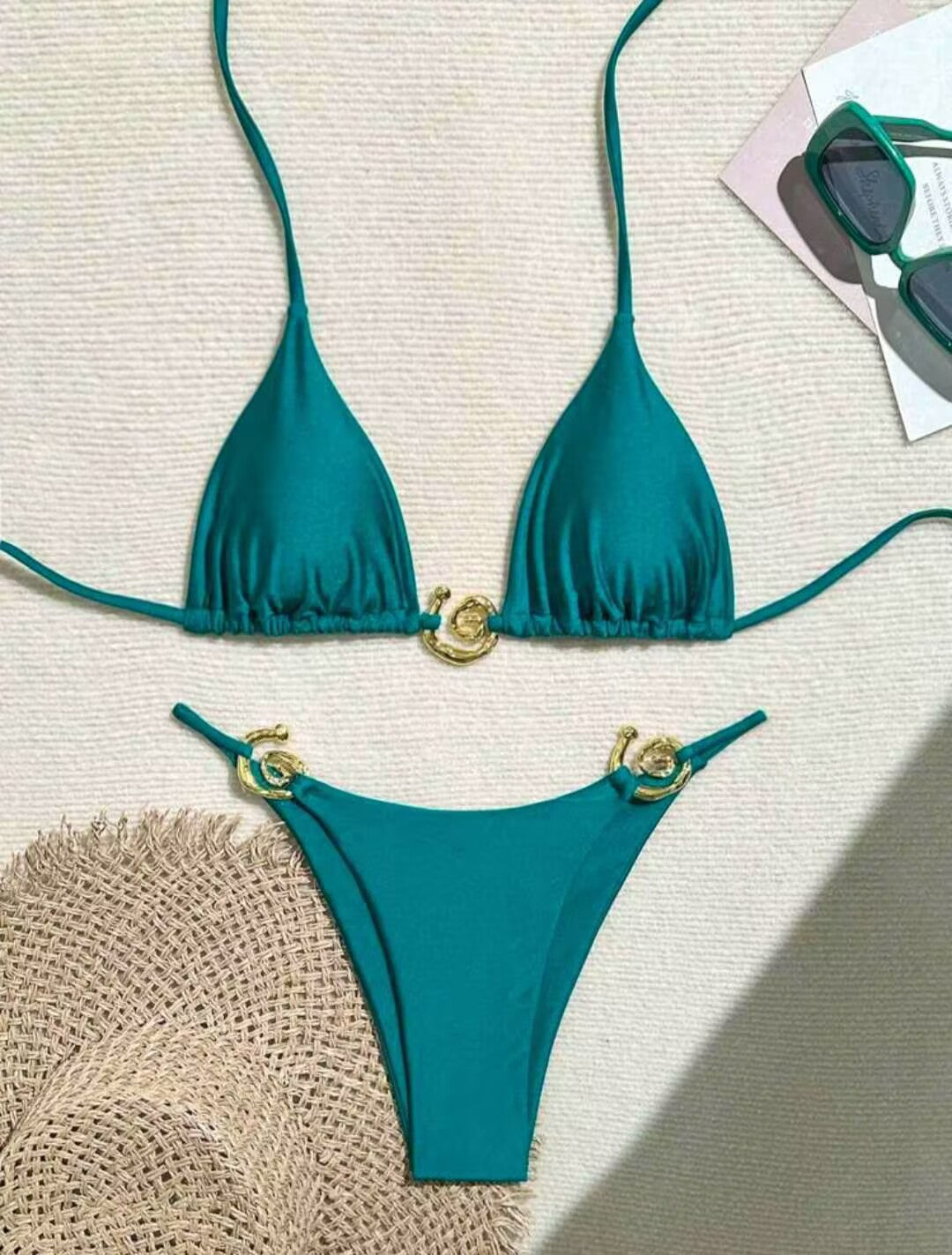 Women's Triangle Bikini with sophisticated Gold Detail Mune Fashion