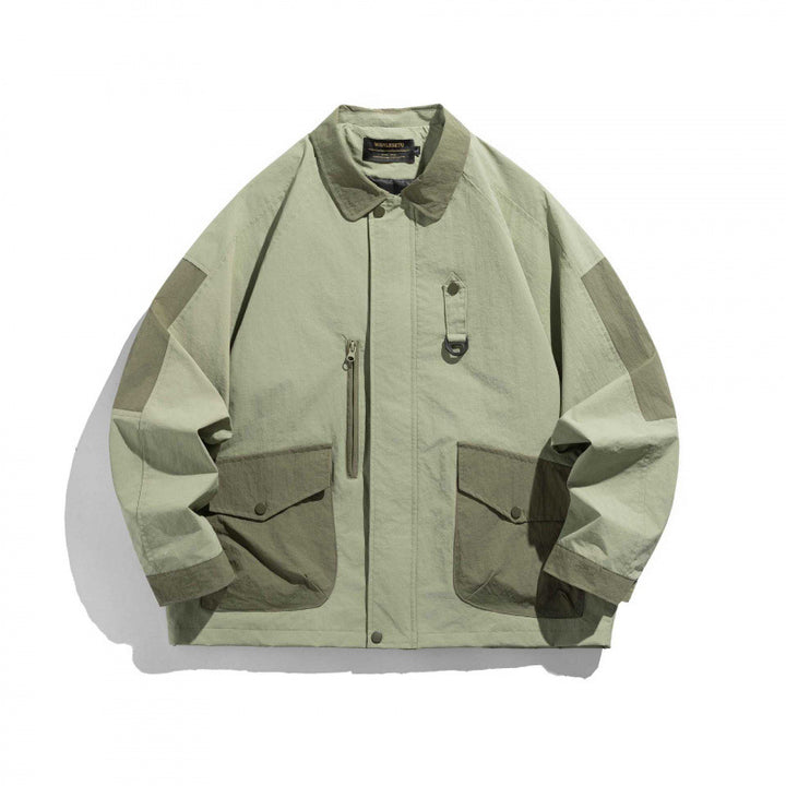 Unisex Oversize Utility-Field Jacket with patch pockets, contrast panels, and hidden zip placket Mune Fashion