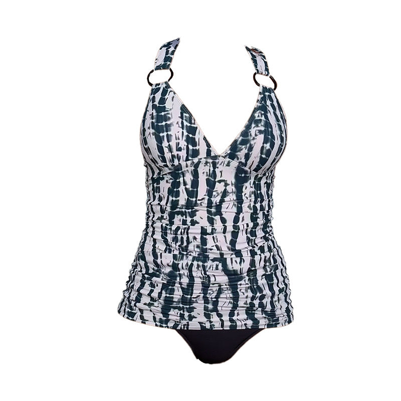 Women’s tankini top with fashionable wrap design and elegant ring detail Mune Fashion