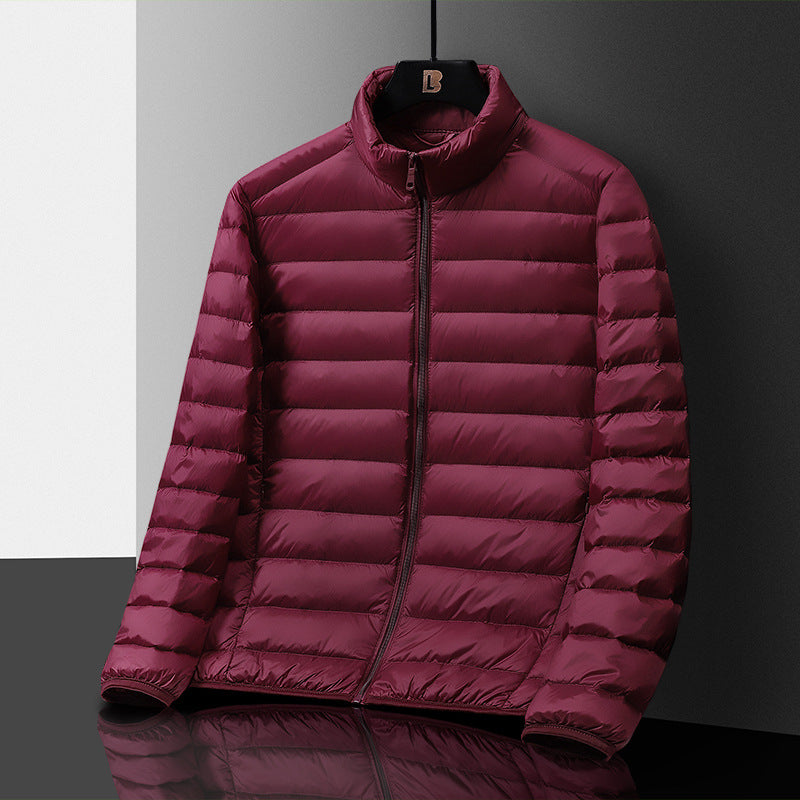 Men's Ultraleight Quilted Down Look Quilted Jacket with Stand-up Collar and Pack Function Mune Fashion