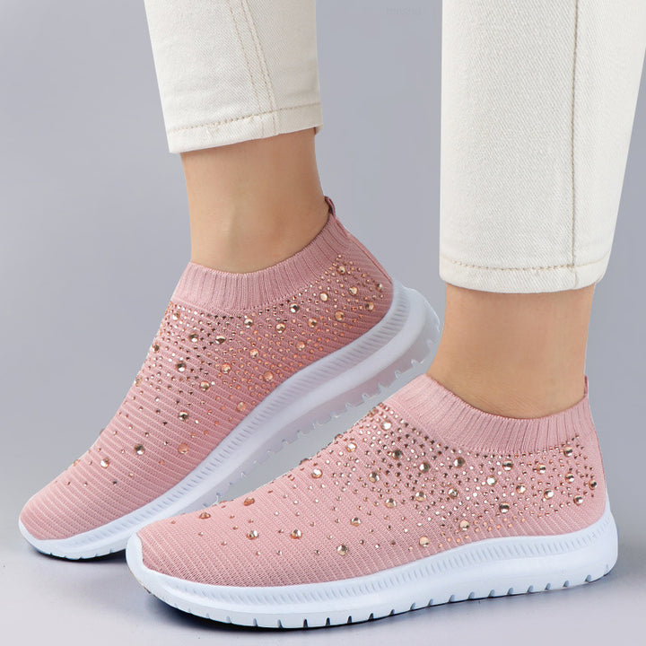 Women’s Elastic Knit Sneakers with Gemstone Detailing Mune Fashion