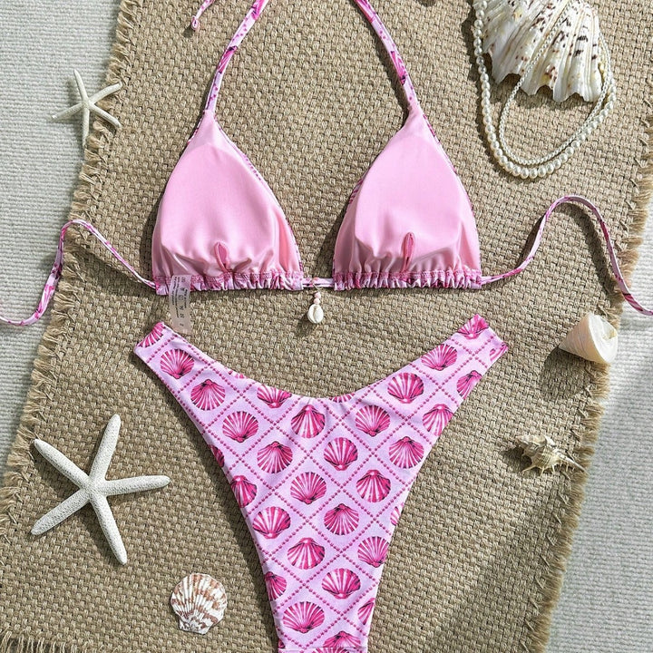 Women Triangle Bikini with Shell Motif Mune Fashion