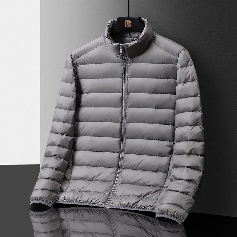 Men's Ultraleight Quilted Down Look Quilted Jacket with Stand-up Collar and Pack Function Mune Fashion