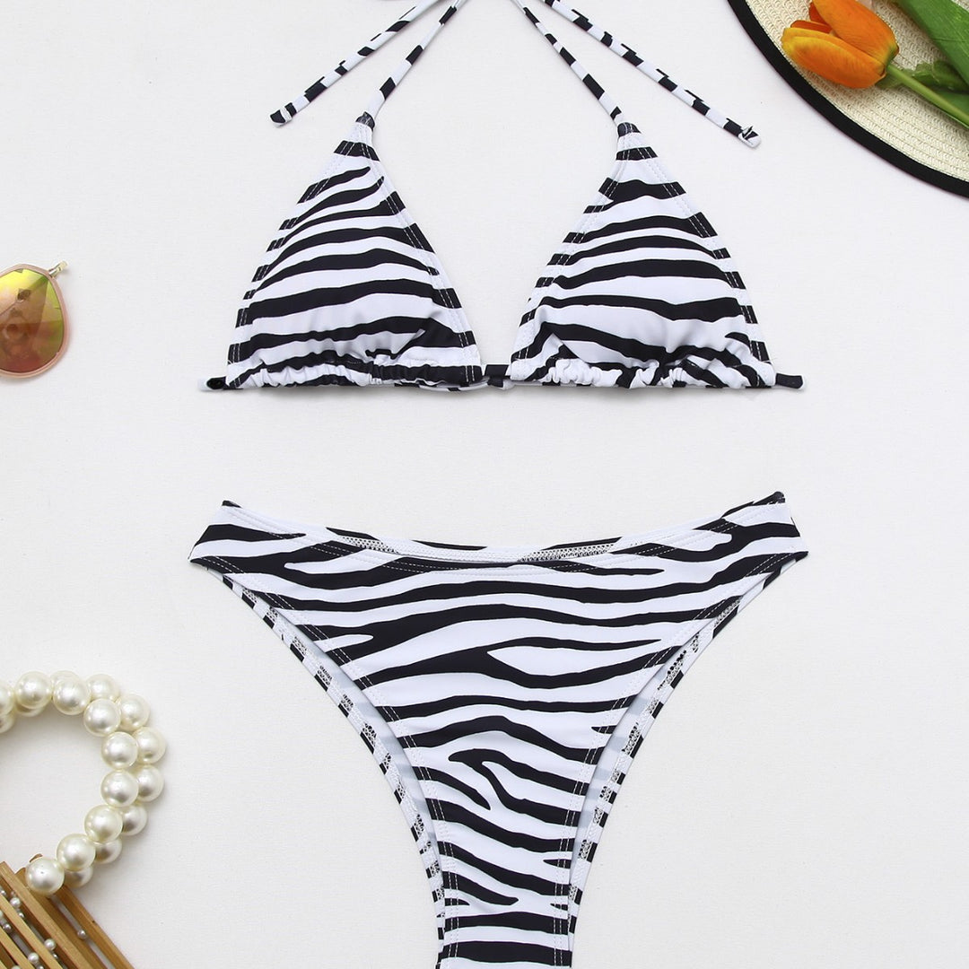 Women's swimsuit with integrated knot and fashionable zebra pattern Mune Fashion