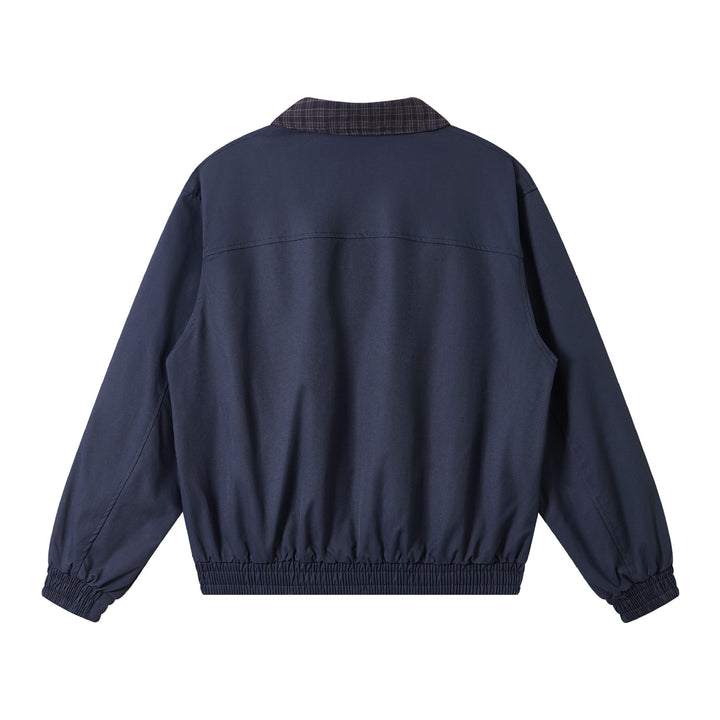 Men's Oversize Blouson Jacket with Check Collar and Flap Pockets Mune Fashion