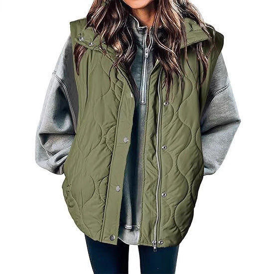 Women's Functional Padded Vest with High Stand-Up Collar, Zipper and Side Pockets Mune Fashion