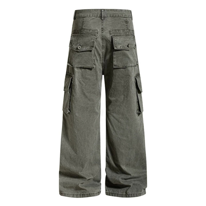 Women's Wide Cargo Culotte Pants in Vintage Wash with High Waist and Multiple Pockets Mune Fashion