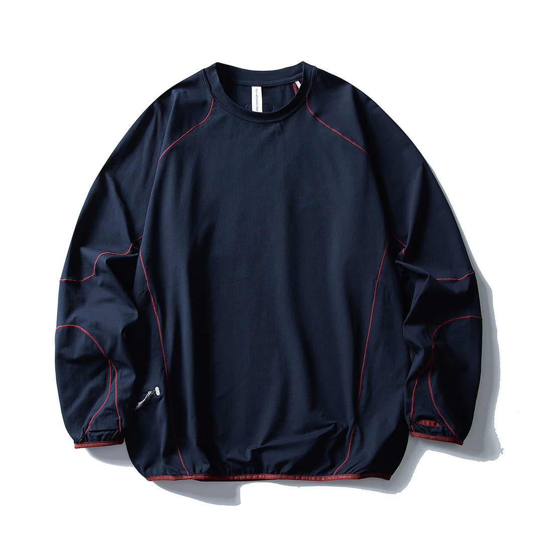 Unisex Technical Oversized Crew Neck Sweater with Flatlock Seams and Side Zipper Pocket Mune Fashion
