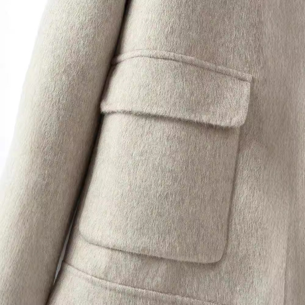 Men's wool blend transitional jacket with stand collar, zipper and flap pockets Mune Fashion