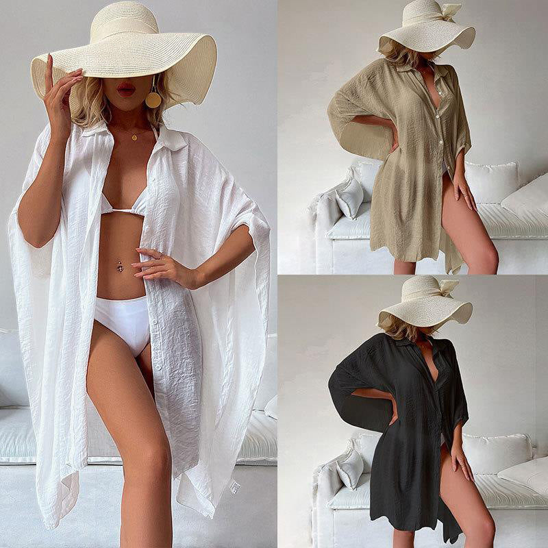 Women's airy beach cover-up with button details Mune Fashion