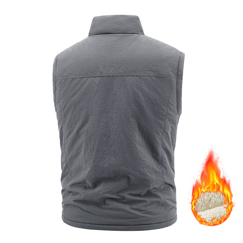 Men's thermo quilted vest with Sherpa lining, high collar and zipper Mune Fashion