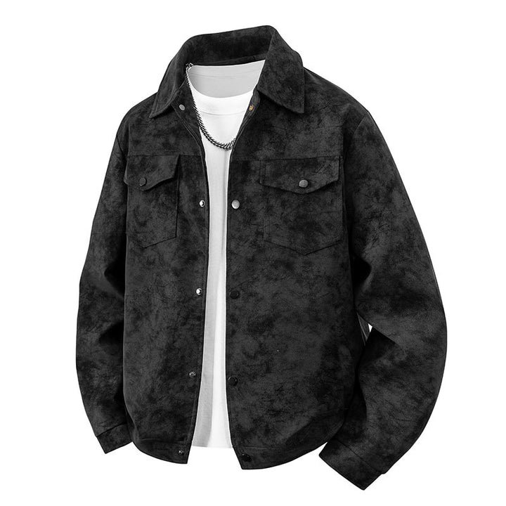 Men's overshirt jacket in suede look with flap pockets & snap front Mune Fashion