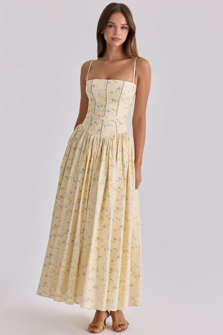 Ladies nan fitted maxi dress with corset top and fine spaghetti straps Mune Fashion