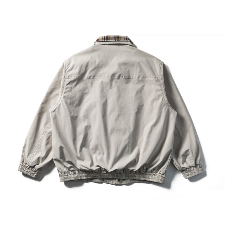 Men's Short Cut Boxy Transition Jacket with Checked Collar and Elastic Hem Mune Fashion