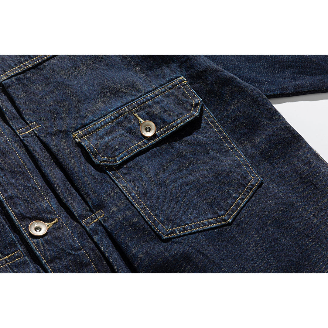 Unisex Wide-cut Denim Worker Blouson with Asymmetric Flap Pocket Mune Fashion