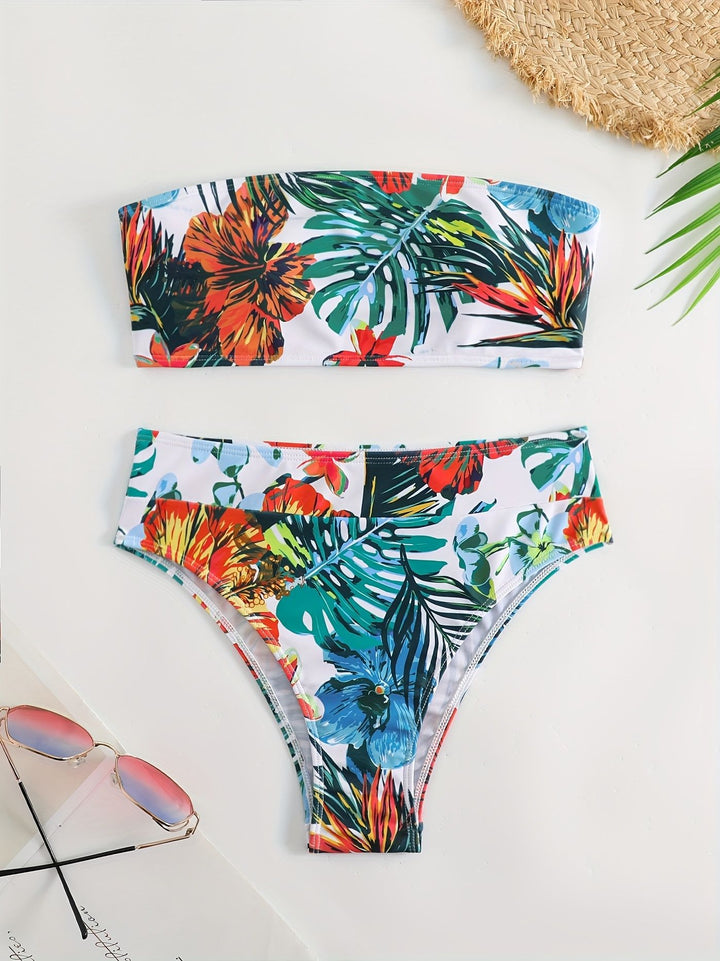 Women’s bandeau bikini set with tropical floral design Mune Fashion