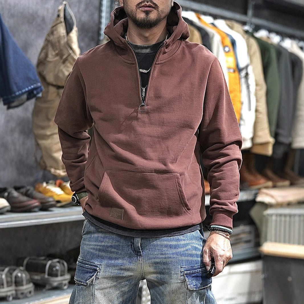 Men's Comfortable Hooded Sweatshirt with Half Zipper Mune Fashion