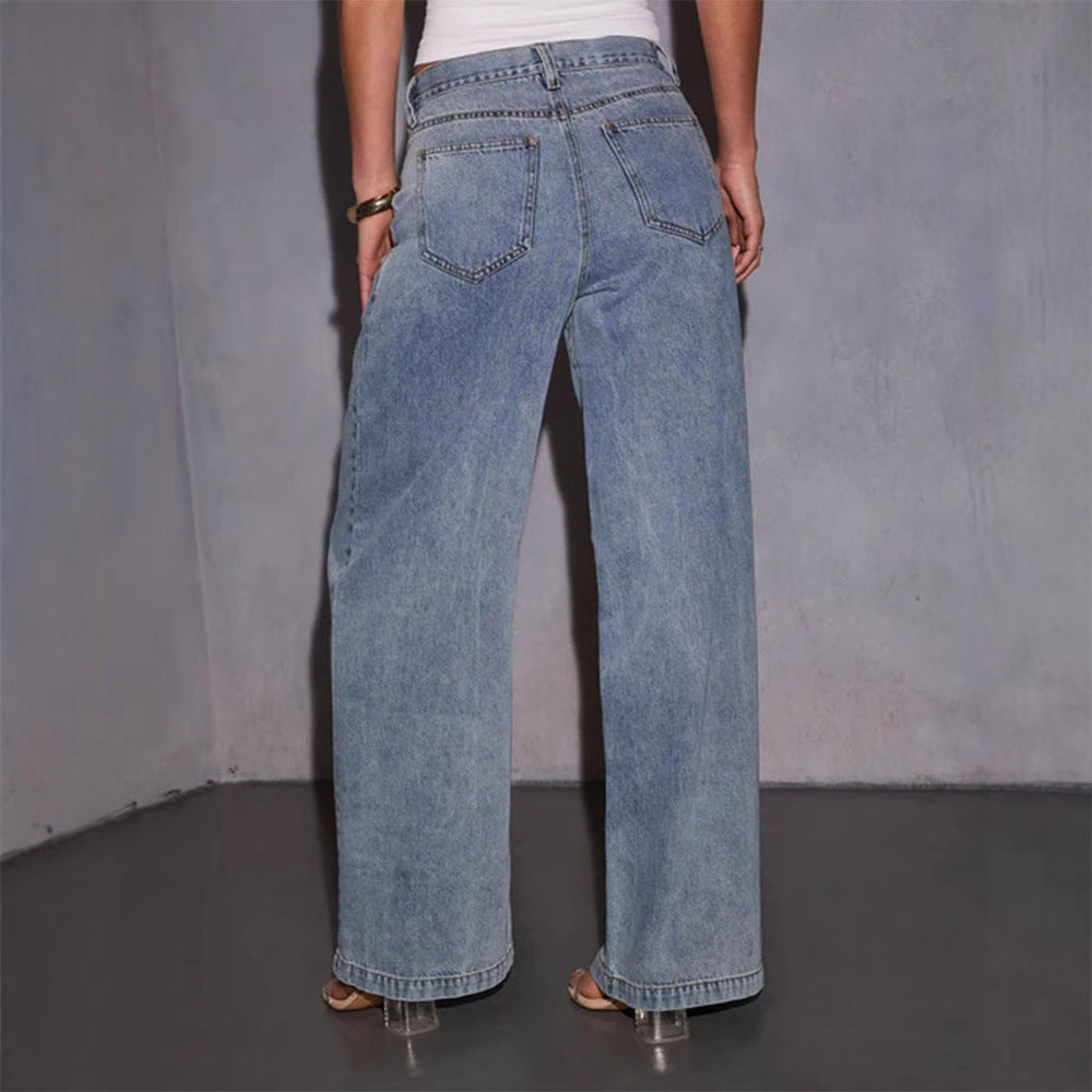 Women's wide high-waist jeans with wide leg, casual fit and soft denim finish Mune Fashion