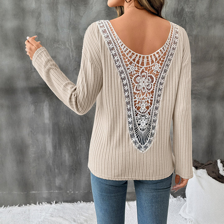 Women Casual Ribbed Knit Sweater Mune Fashion