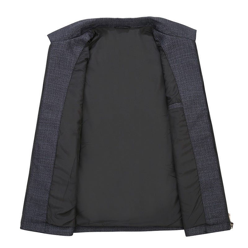 Men's Elegant Transition Jacket in Blouson Style made of Structured Wool Blend with Concealed Zipper Mune Fashion