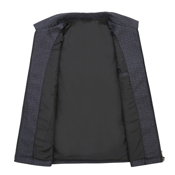 Men's Elegant Transition Jacket in Blouson Style made of Structured Wool Blend with Concealed Zipper Mune Fashion