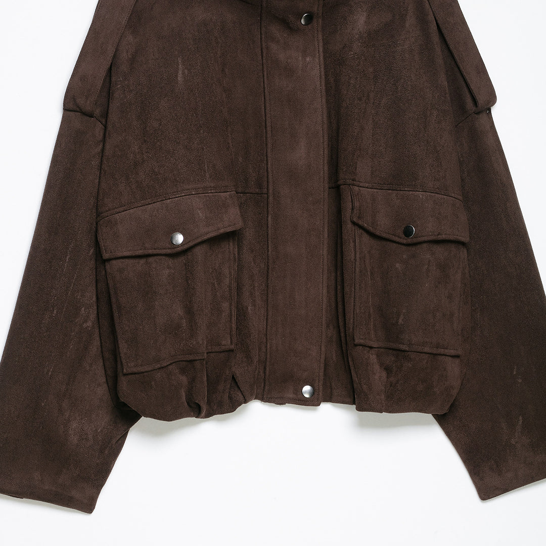 Women Short Suede-look Field Jacket Mune Fashion