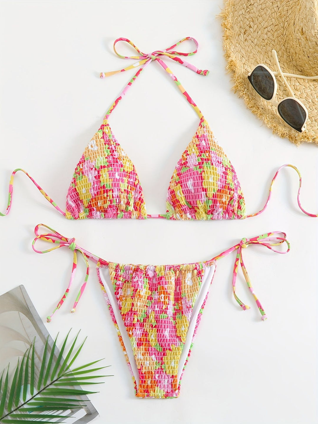 Women's Triangle Bikini Set with Floral Design Mune Fashion