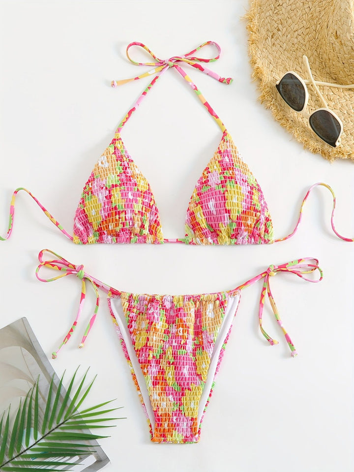 Women's Triangle Bikini Set with Floral Design Mune Fashion