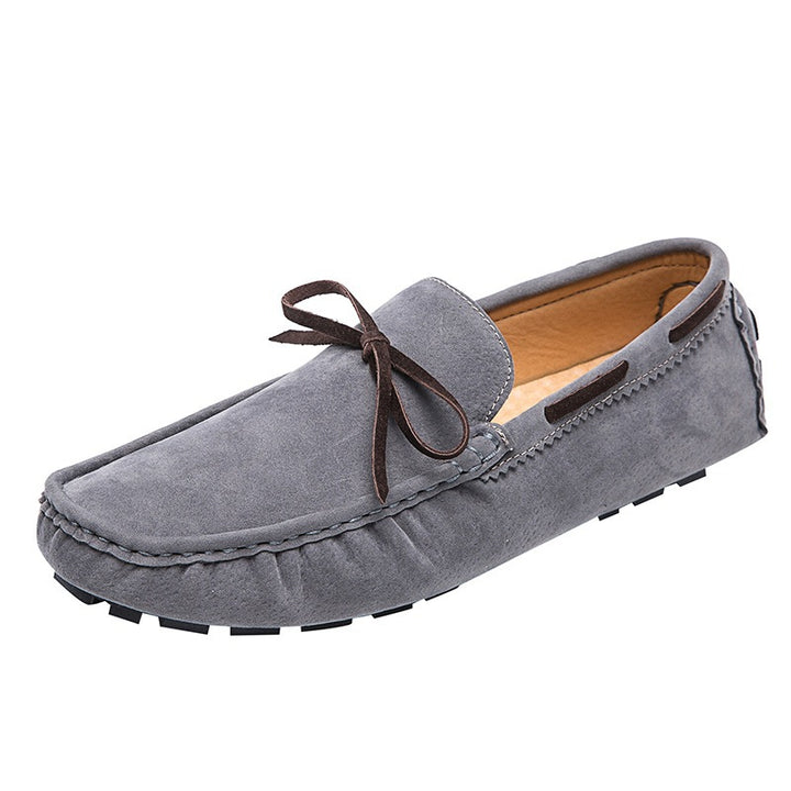 Men's suede moccasins with soft plush lining, decorative tassel, and textured rubber outsole Mune Fashion