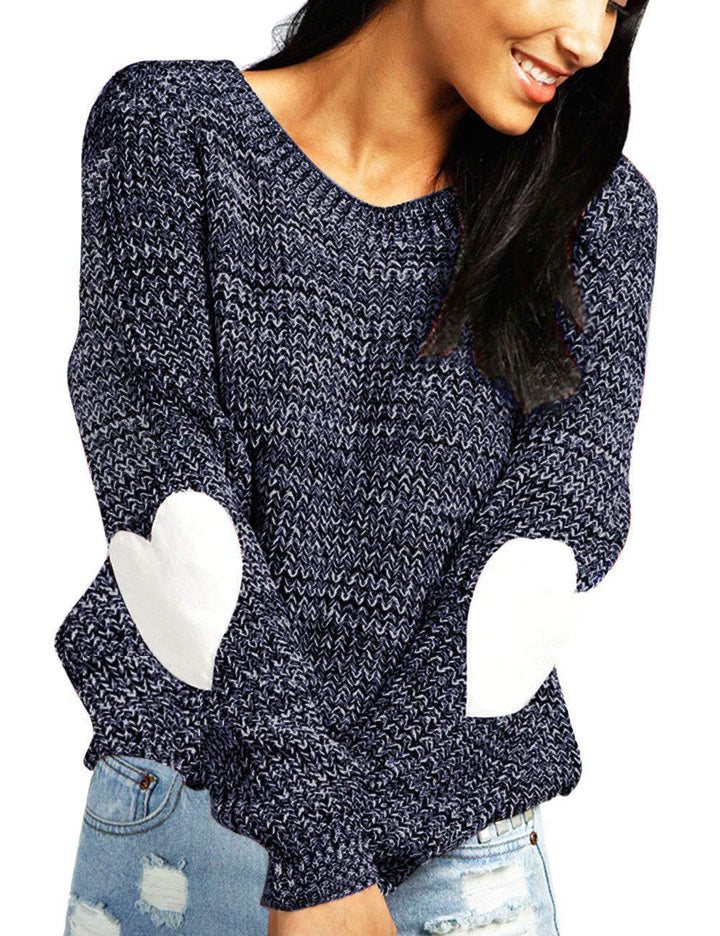 Ladies' Fashionable Knit Sweater with Heart Details