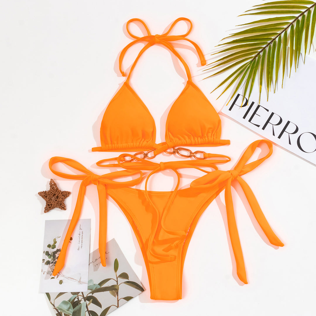 Ladies Triangle Bikini with Chain Decoration Mune Fashion