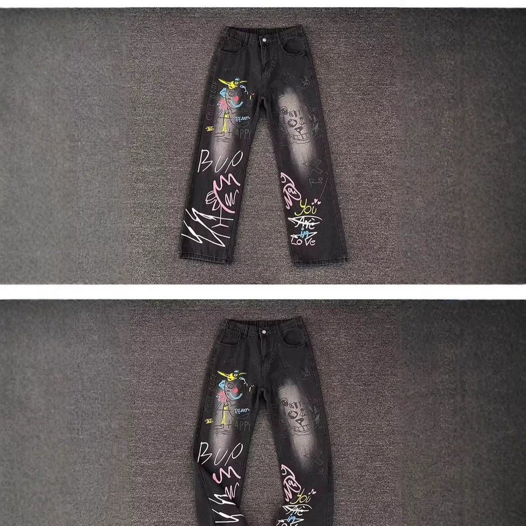 Ladies Fashion Jeans with Creative Graphic Print Mune Fashion