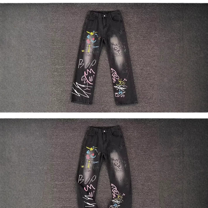 Ladies Fashion Jeans with Creative Graphic Print Mune Fashion