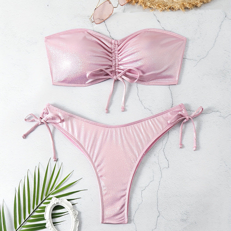 Ladies Shimmering Bandeau Bikini Set Mune Fashion